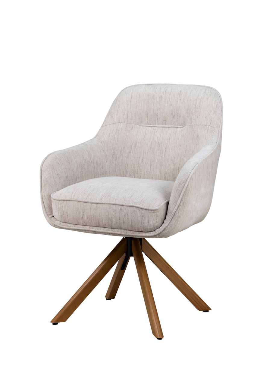 Drehstuhl „Juna II“ Textil creme Holz Federkern – Bild 2