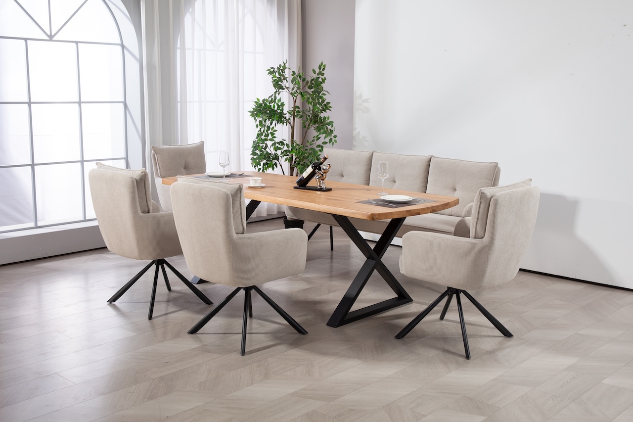 Sitzbank „Pauli“ 180cm Cord schmal camel – Bild 4