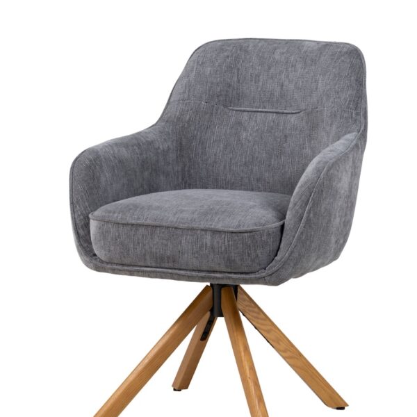 Drehstuhl „Juna II“ Textil hellgrau Holz Federkern