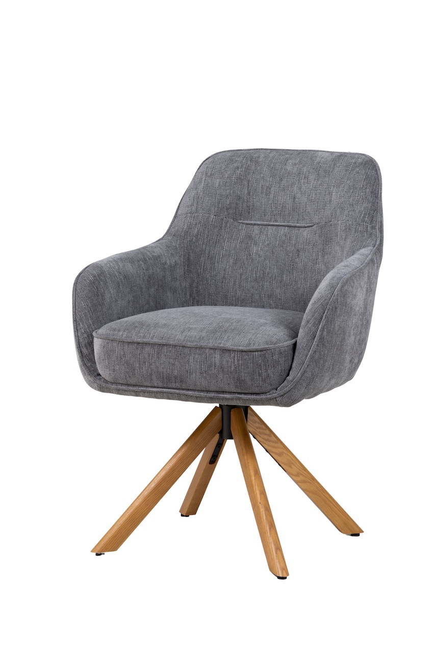 Drehstuhl „Juna II“ Textil hellgrau Holz Federkern – Bild 2