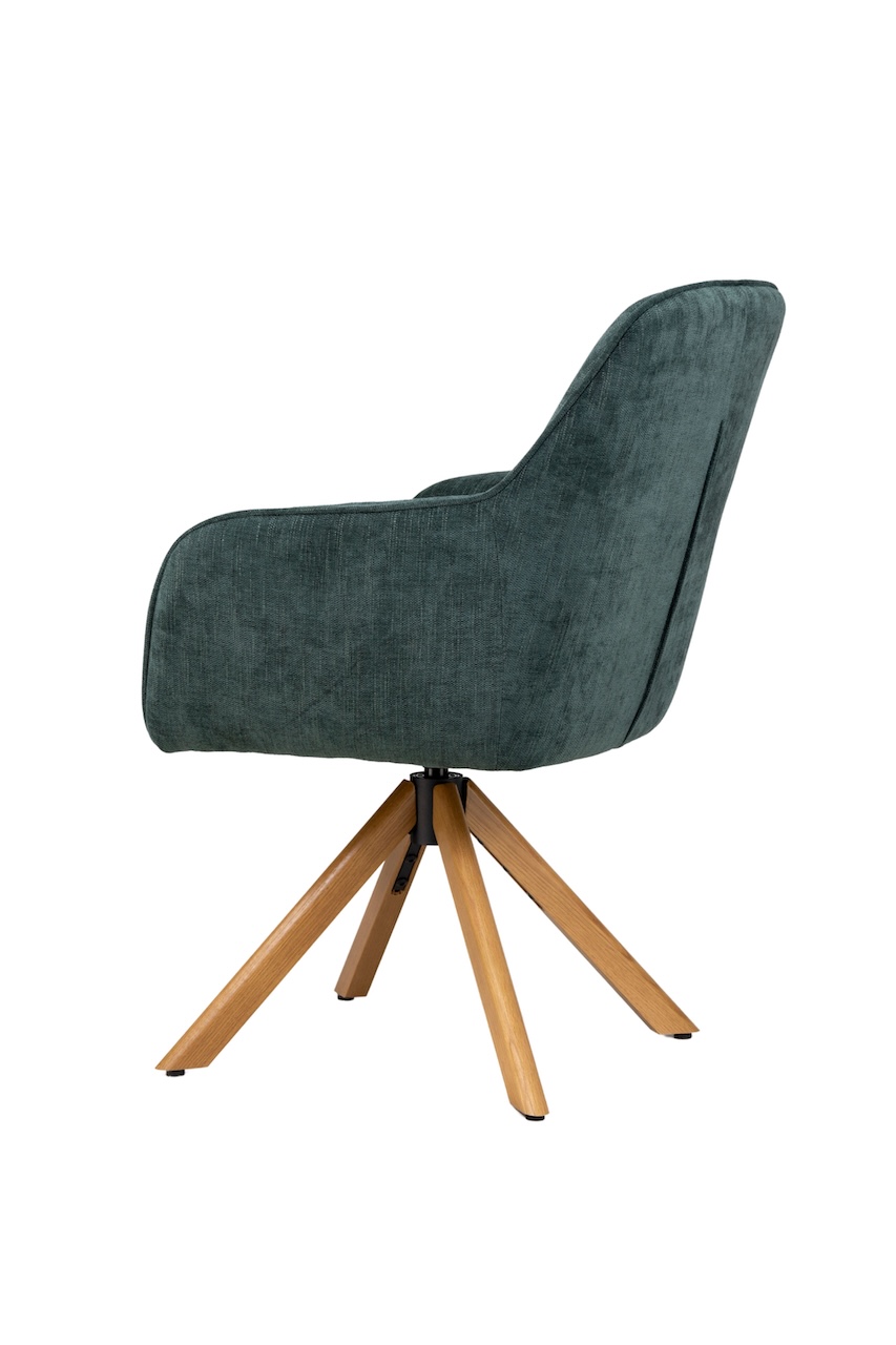 Drehstuhl „Juna II“ Textil grün Holz Federkern – Bild 3