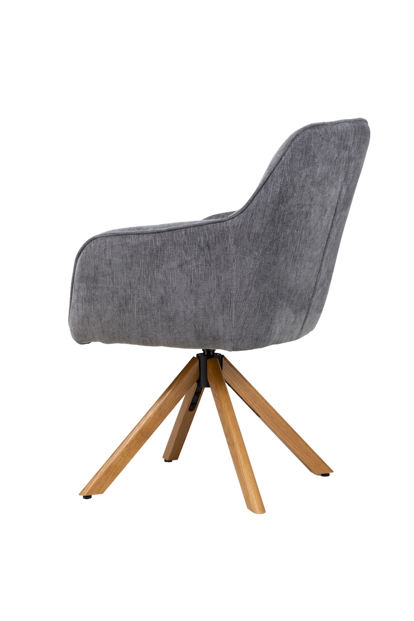 Drehstuhl „Juna II“ Textil hellgrau Holz Federkern – Bild 3