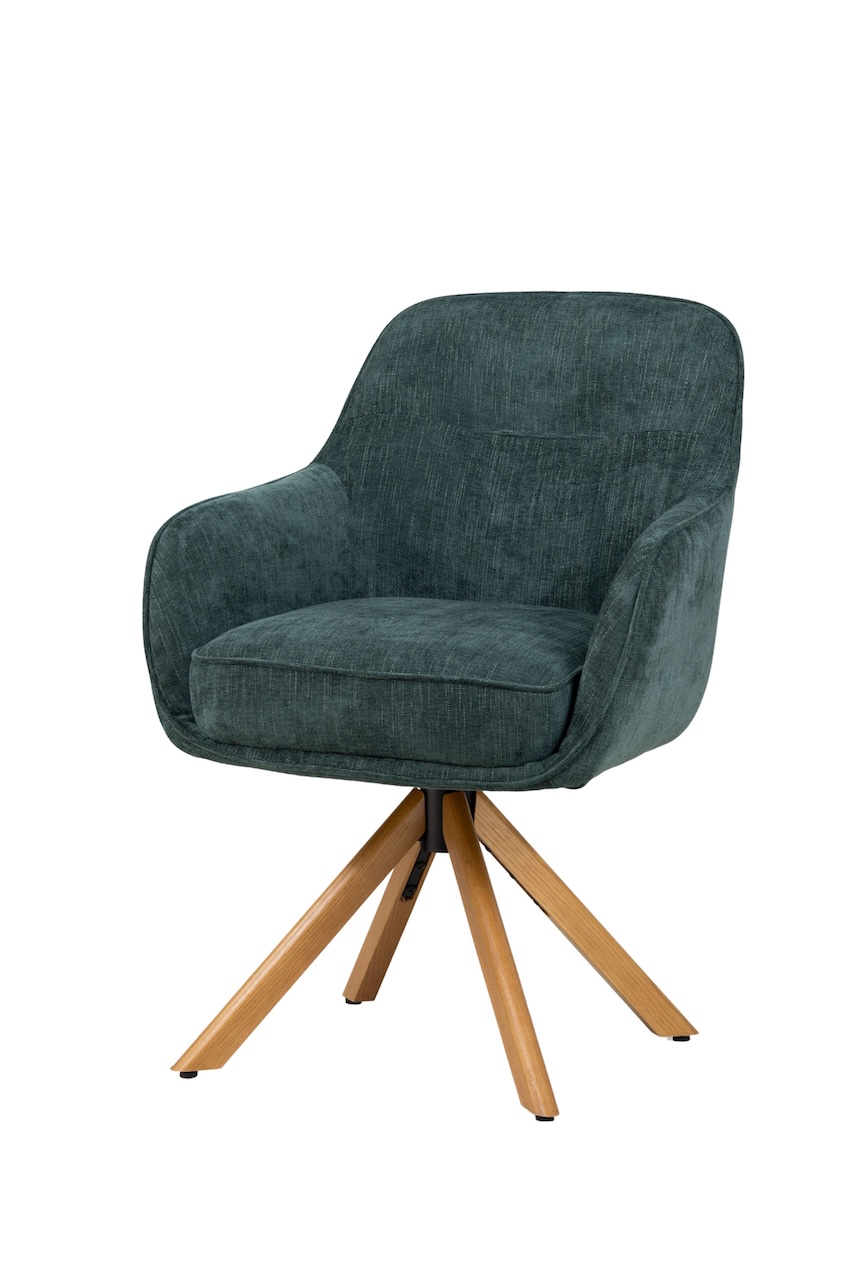 Drehstuhl „Juna II“ Textil grün Holz Federkern – Bild 2